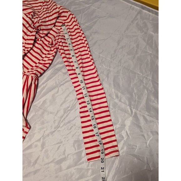 Perfect Peach Women's Size Medium Red White Stripped Long Sleeve Blouse - Picture 7 of 8